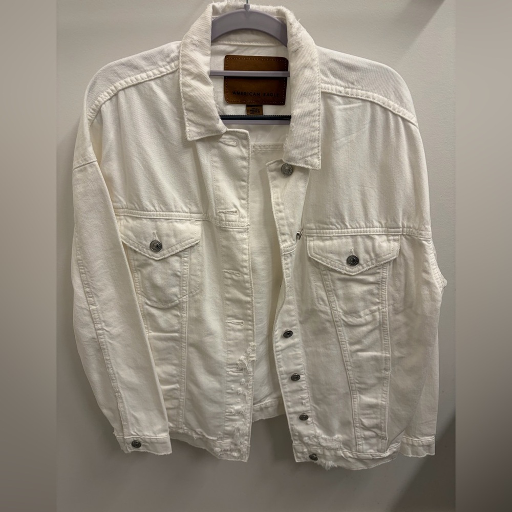 American Eagle Outfitters White Denim Jacket